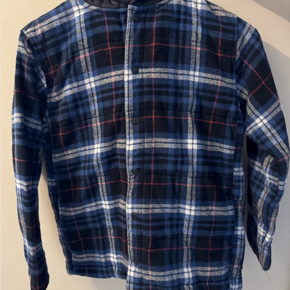 Old Navy Blue Plaid Kids Hoodie